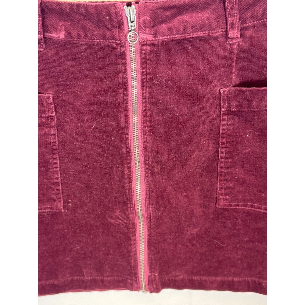 zip front corduroy mini skirt Maroon Size 6 1 State Sassy Y2K - Picture 3 of 9